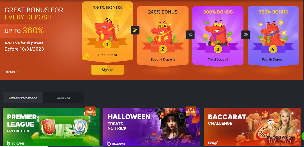 BC.GAME online casino: Bonuses and promos